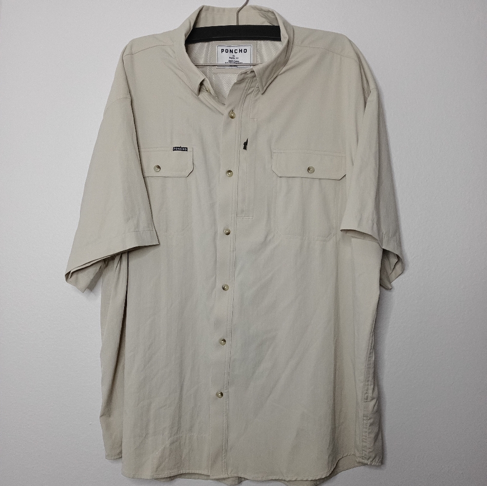 Men's Poncho Magnetic Pocket Regular Fit Short Sleeve Button Front Shirt Outdoor - Picture 10 of 10